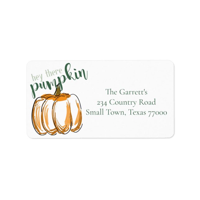 Hey There Pumpkin Thanksgiving Personalized Label (Front)