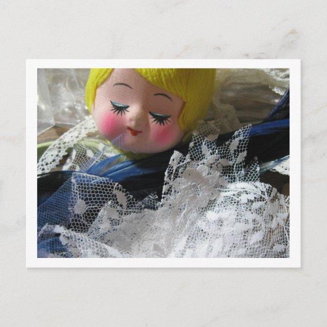 Hey ! vintage doll face postcard (Front)