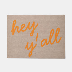 Hey y'all funny hello quote hipster humour burlap doormat