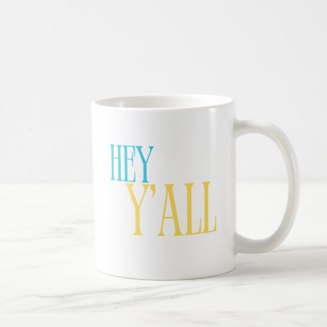 Hey Y'all Southern Mug in blue & yellow (Right)