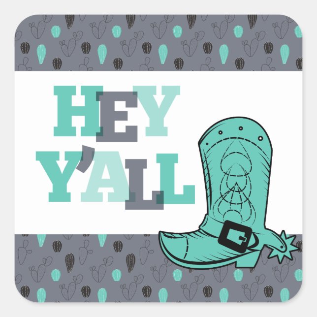 Hey Y'All - Texas Square Sticker (Front)