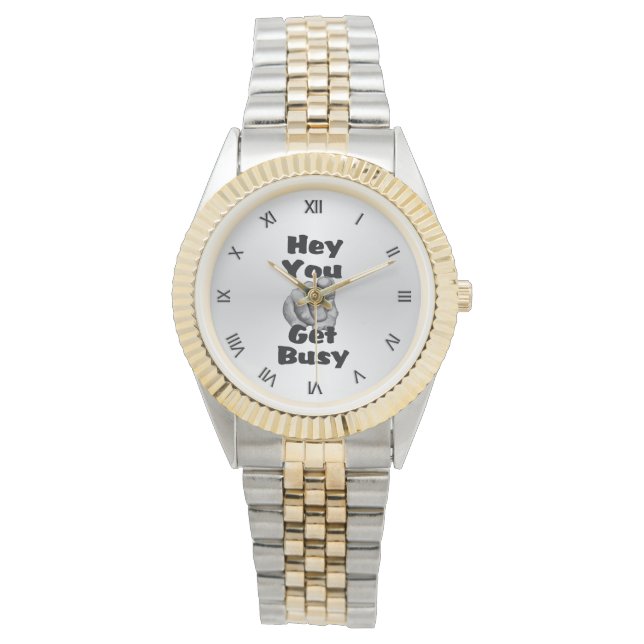 Hey You Get Busy Finger Silver Watch (Front)