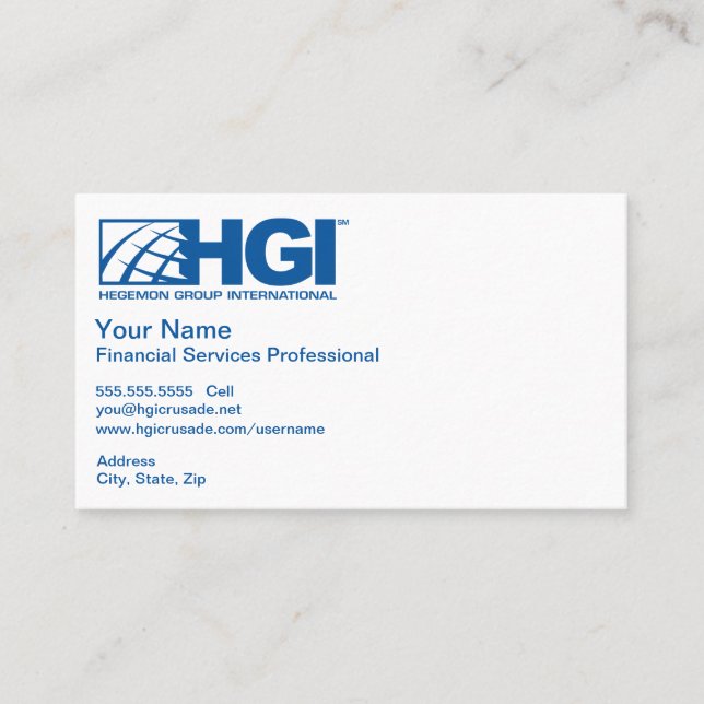 HGI Financial Services Professional Business Card (Front)