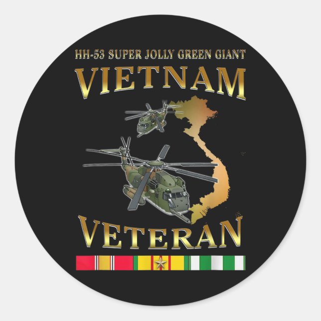 Hh-53 Super Jolly Green Giant Helicopter Vietnam V Classic Round Sticker (Front)