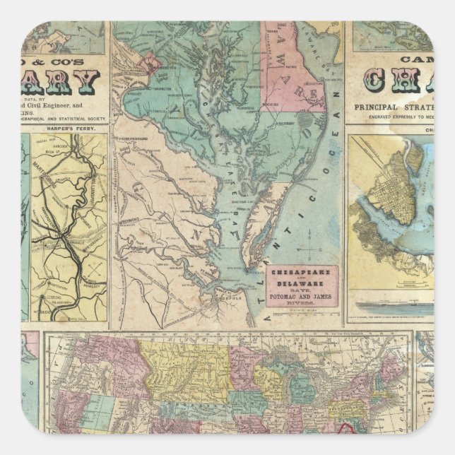 HH Lloyd Campaign Military Charts Square Sticker (Front)