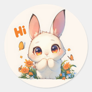 Hi Anime Bunny Cute Classic Round Sticker
