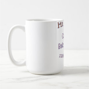 hi baby shower blue name date maron modern trendy coffee mug