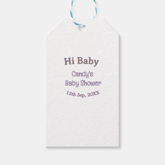 hi baby shower blue name date maron modern trendy gift tags