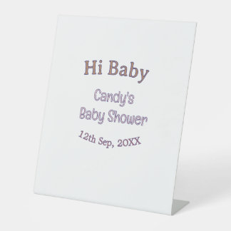 hi baby shower blue name date maron modern trendy pedestal sign