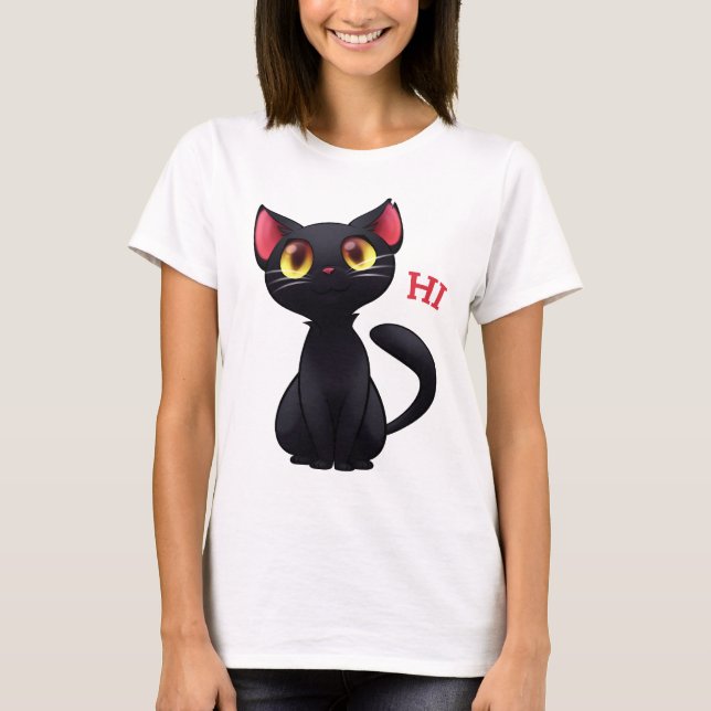 Hi Black Cat T-Shirt (Front)