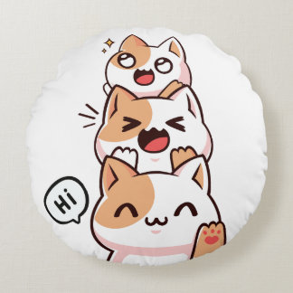 Hi cats round cushion