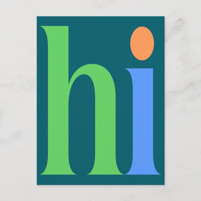 Hi, Colorful Typography Holiday Postcard (Front)
