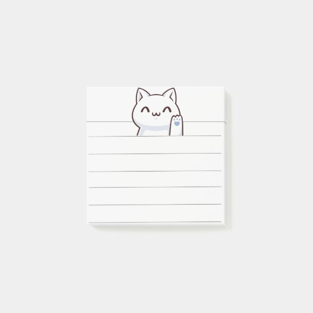 Hi cute cat simple post-it notes (Front)