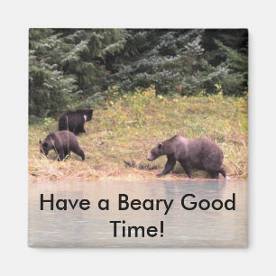 Hi def Photography of Mother Grizzly and 2 Cubs Magnet