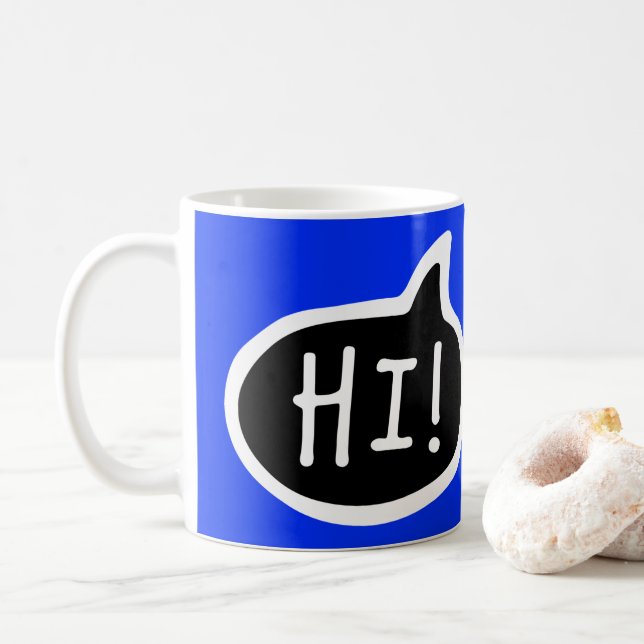 HI! English Greeting, Hello, Speech Bubble Coffee Mug (With Donut)