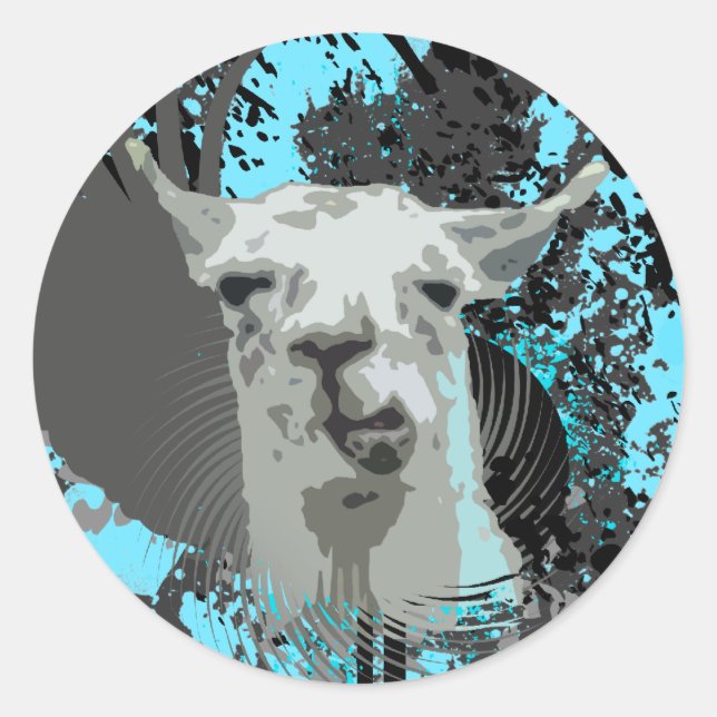 hi-fi llama. classic round sticker (Front)