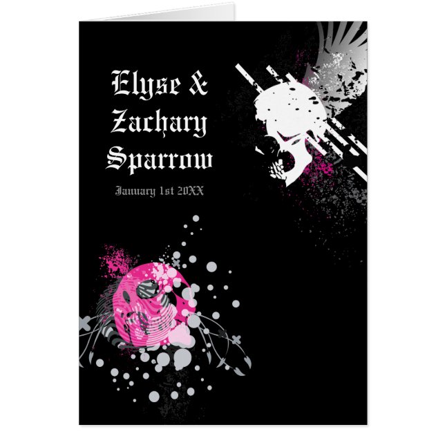 hi-fi pirate skulls wedding invitations (Front)