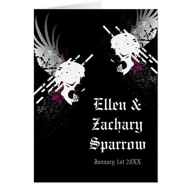 hi-fi pirate skulls wedding invitations (Front)