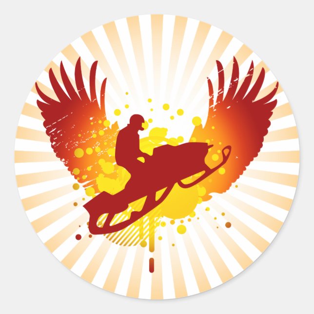 hi-fi snowmobiling classic round sticker (Front)