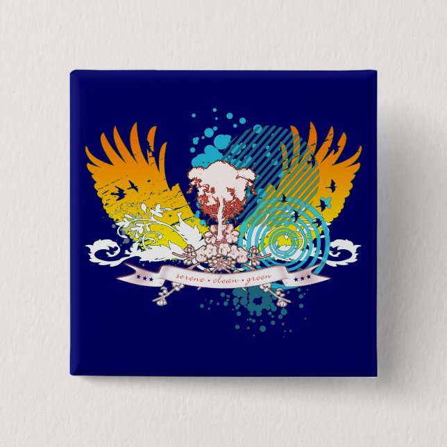 hi-fi tree. 15 cm square badge (Front)