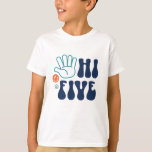 Hi Five! Retro Stripe 5th Birthday T-Shirt<br><div class="desc">Hi Five! Retro stripes 5th birthday party shirt</div>