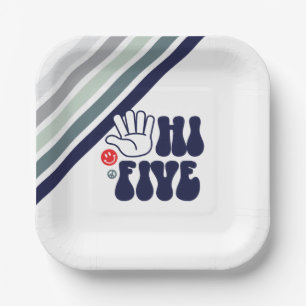 HI FIVE Retro stripe Paper Plate