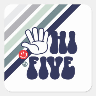 HI FIVE Retro stripe Square Sticker