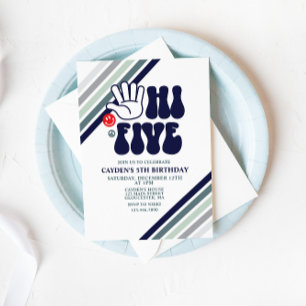Hi Five Retro Stripes birthday Invitation