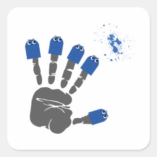 Hi five square sticker