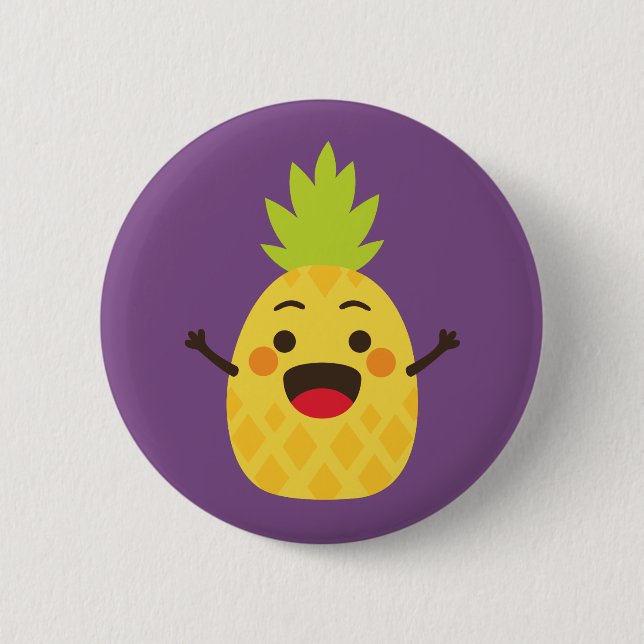 Hi Friends! Pineapple Illustration 6 Cm Round Badge (Front)