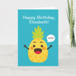 Hi Friends! Pineapple Illustration Card<br><div class="desc">Cute and friendly pineapple will greet you always with smile and joy :). You can customise text and background colour.</div>