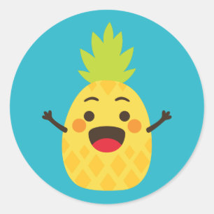 Hi Friends! Pineapple Illustration Classic Round Sticker