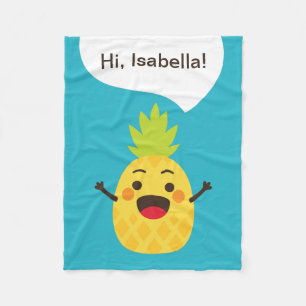Hi Friends! Pineapple Illustration Fleece Blanket