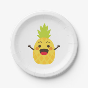 Hi Friends! Pineapple Illustration Paper Plate