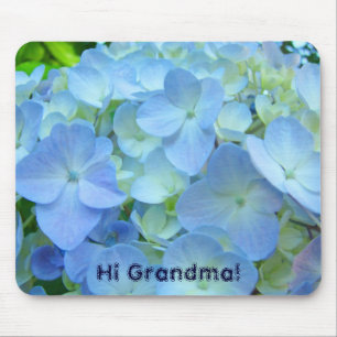 Hi Grandma! gifts mousepads Blue Hydrangea Flowers