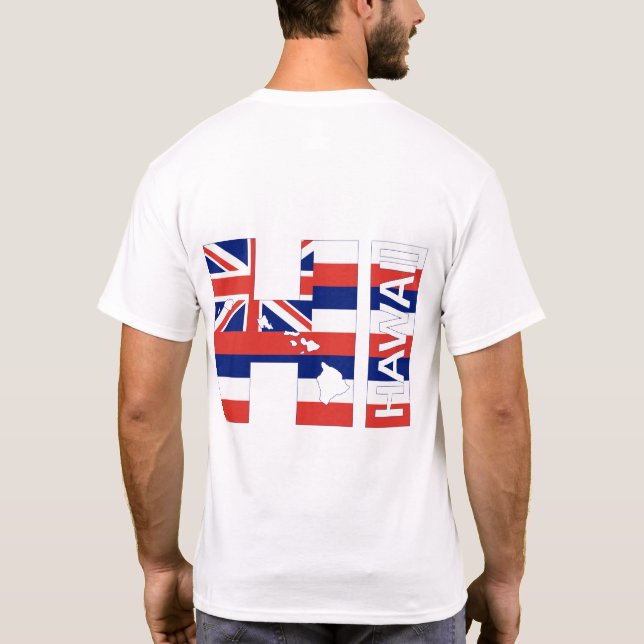 HI Hawaii Islands Hawaiian Flag T-Shirt (Back)