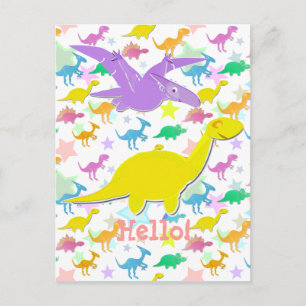 Hi Hello Colour Dinosaurs Cartoon Postcard