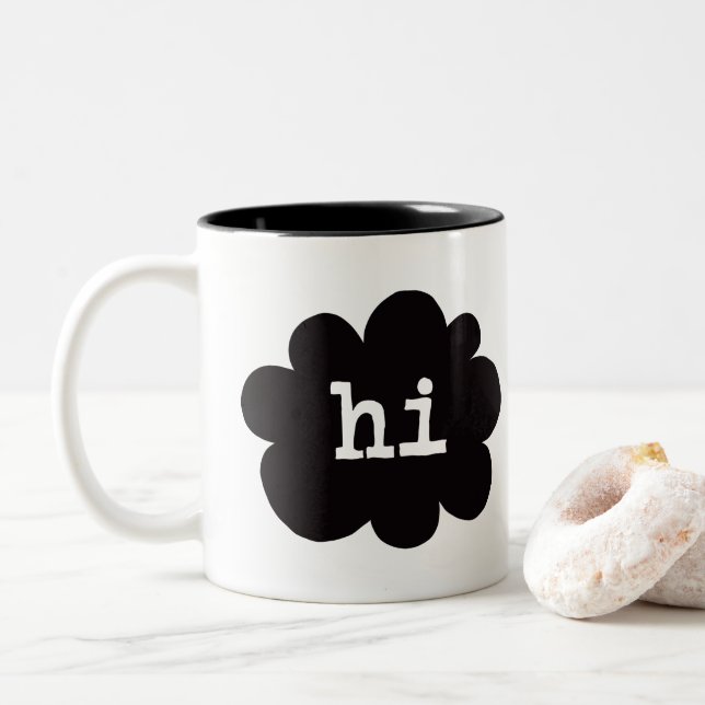 Hi Hello (Hi Hello Greetings) Two-Tone Coffee Mug (With Donut)