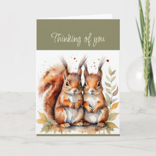 Hi Hello Thinking of You Cute Squirrel Couple  Card