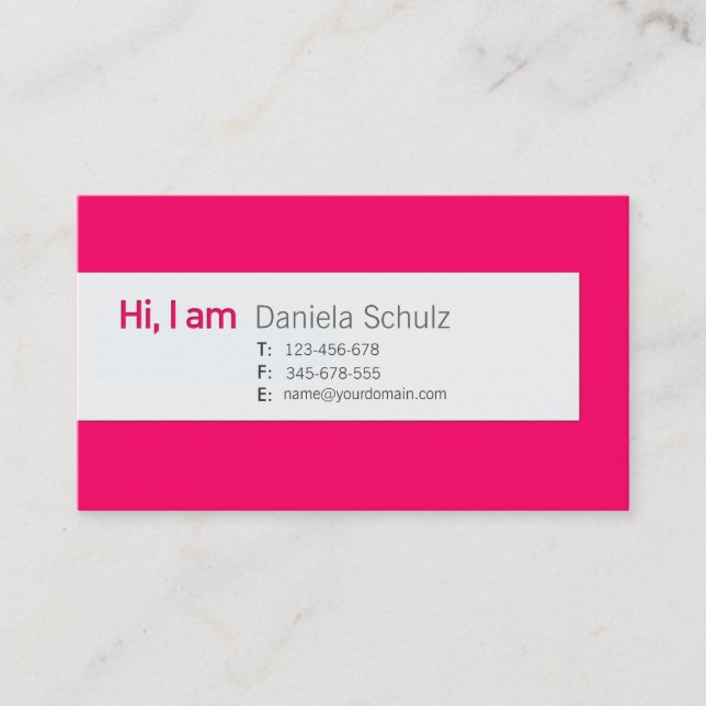 Hi! I am - Business Cards for Dating (Front)