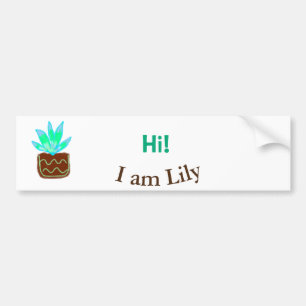 Hi I am Lily cactus succulent add name watercolor  Bumper Sticker