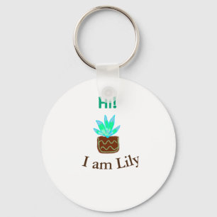Hi I am Lily cactus succulent add name watercolor Key Ring