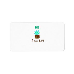 Hi I am Lily cactus succulent add name watercolor Label