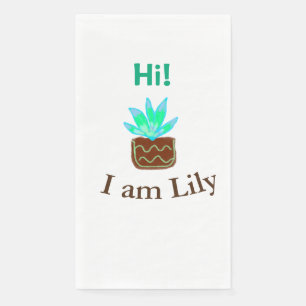 Hi I am Lily cactus succulent add name watercolor Napkin