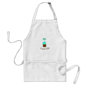 Hi I am Lily cactus succulent add name watercolor Standard Apron