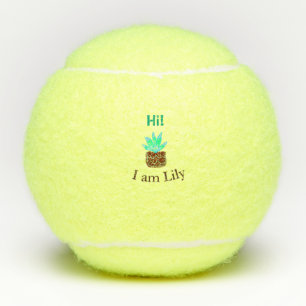 Hi I am Lily cactus succulent add name watercolor Tennis Balls