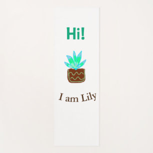 Hi I am Lily cactus succulent add name watercolor Yoga Mat