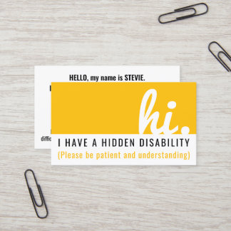 hi i have a hidden disability awareness cards