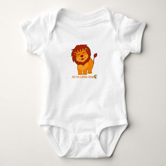 Hi I'm Little One – Cute Baby Lion Kids Bodysuit (Front)