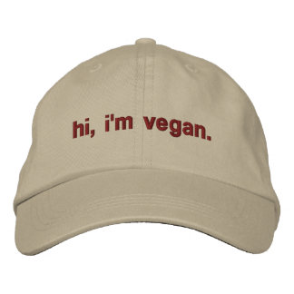 hi, i'm vegan embroidered hat